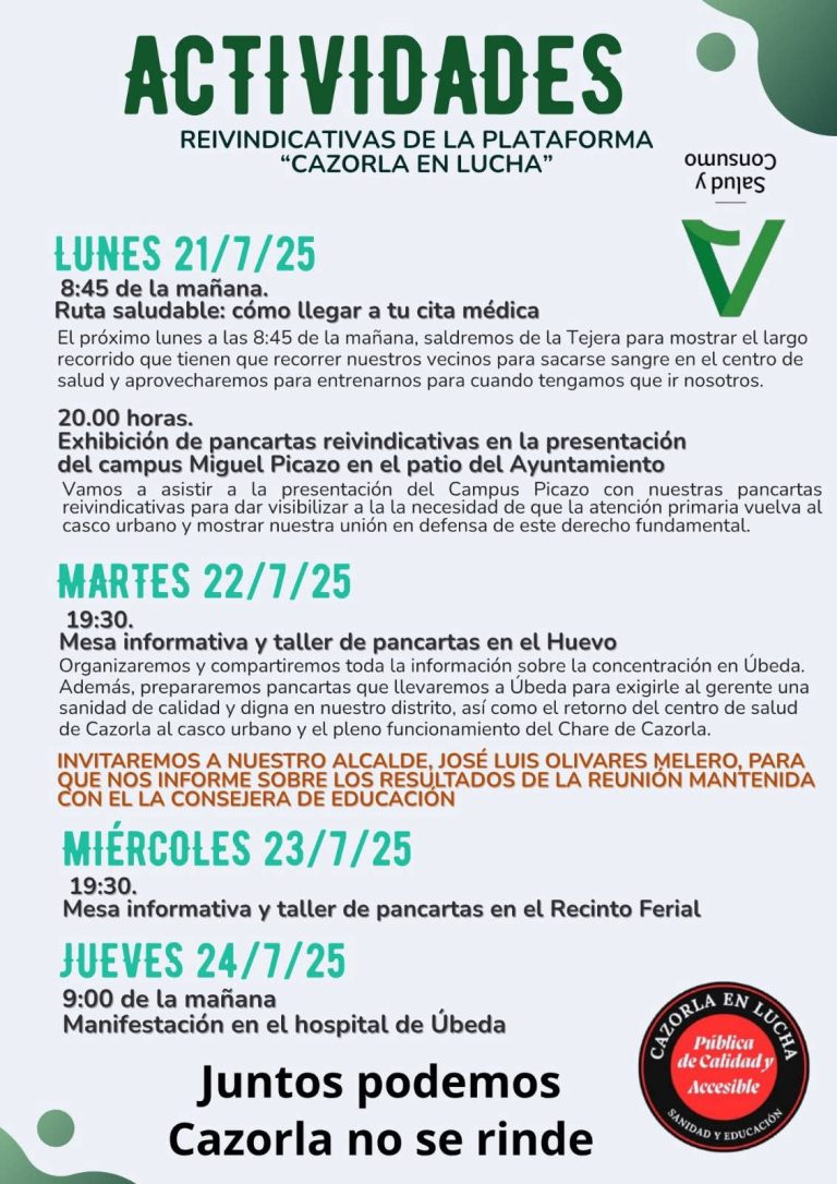 Semana reivindicativa de Cazorla por su sanidad