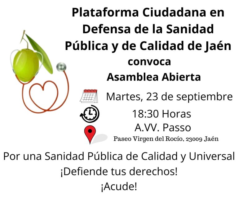 Asamblea Plataforma Ciudadana en Defensa de la Sanidad Pública y de Calidad de Jaén